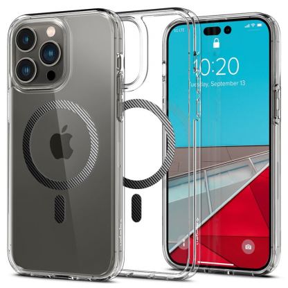 Spigen Ultra Hybrid MagSafe Case - хибриден кейс с висока степен на защита с MagSafe за iPhone 14 Pro Max (карбон-прозрачен) 