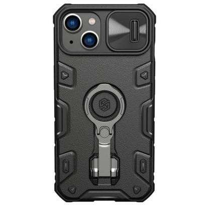 Nillkin CamShield Armor Pro Hard Case - хибриден удароустойчив кейс с пръстен против изпускане за iPhone 14 Plus (черен)