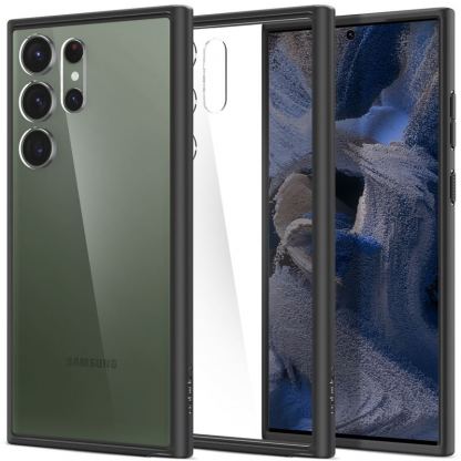 Spigen Ultra Hybrid Case - хибриден кейс с висока степен на защита за Samsung Galaxy S23 Ultra (черен-прозрачен)