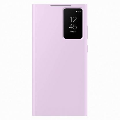 Samsung Galaxy S-View Wallet Cover EF-ZS918CV - оригинален калъф през който виждате информация от дисплея за Samsung Galaxy S23 Ultra (розов)