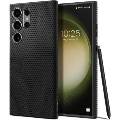 Spigen Liquid Air Case - силиконов (TPU) калъф с висока степен на защита за Samsung Galaxy S23 Ultra (черен)