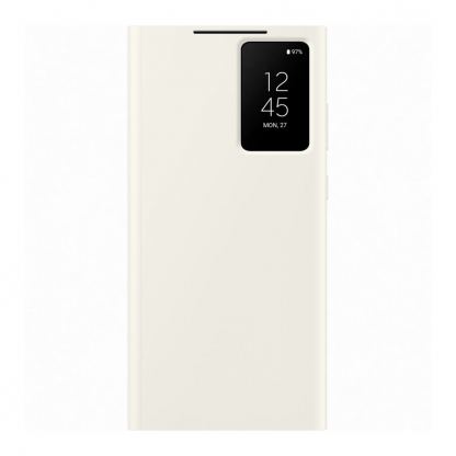 Samsung Galaxy S-View Wallet Cover EF-ZS918CU - оригинален калъф през който виждате информация от дисплея за Samsung Galaxy S23 Ultra (бял)
