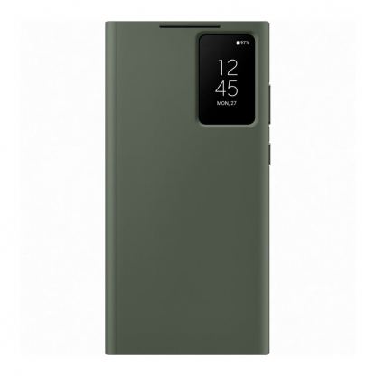 Samsung Galaxy S-View Wallet Cover EF-ZS918CG - оригинален калъф през който виждате информация от дисплея за Samsung Galaxy S23 Ultra (зелен)