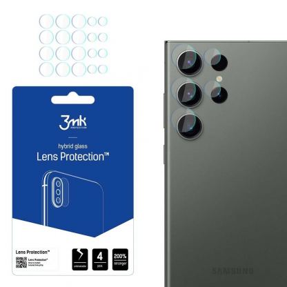3MK Lens Protection Hybrid Glass Set - предпазни стъклени защитни покрития за камерата на Samsung Galaxy S23 Ultra (4 комплекта)