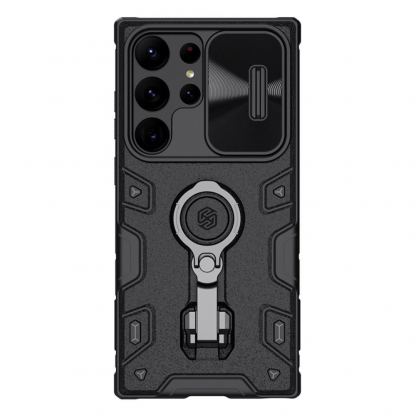 Nillkin CamShield Armor Pro Magnetic Hard Case - хибриден удароустойчив кейс с пръстен против изпускане за Samsung Galaxy S23 Ultra (черен)