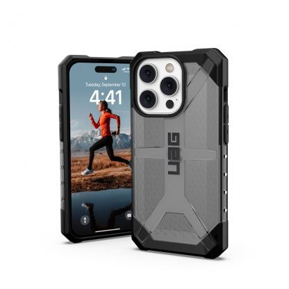 Urban Armor Gear Plasma Case - удароустойчив хибриден кейс за iPhone 15 Pro Max (черен-прозрачен)