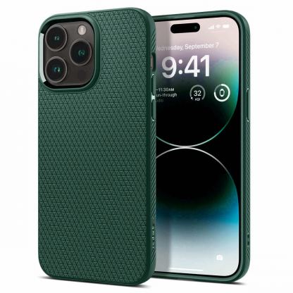 Spigen Liquid Air Case - силиконов (TPU) калъф с висока степен на защита за iPhone 15 Pro Max (зелен)