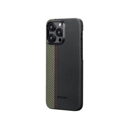 Pitaka MagEZ 4 600D Fusion Weaving Aramid Fiber MagSafe Case - кевларен кейс с MagSafe за iPhone 15 Pro (черен-зелен) 