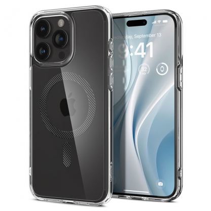 Spigen Ultra Hybrid MagSafe Case - хибриден кейс с висока степен на защита с MagSafe за iPhone 15 Pro Max (прозрачен-карбонов) 