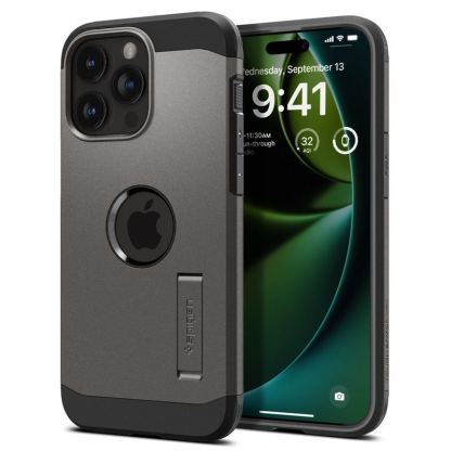 Spigen Tough Armor MagSafe Case - хибриден кейс с най-висока степен на защита с MagSafe за iPhone 15 Pro Max (тъмносив)