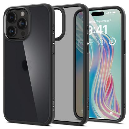 Spigen Ultra Hybrid Case - хибриден кейс с висока степен на защита за iPhone 15 Pro (черен-матиран)