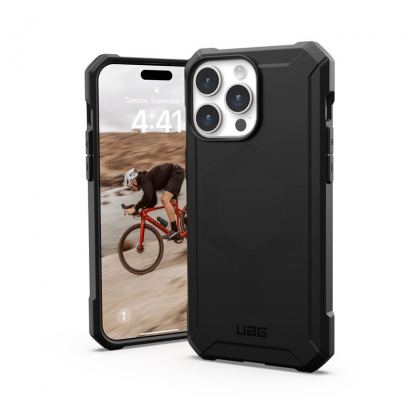 Urban Armor Gear Essential Armor MagSafe Case - удароустойчив силиконов калъф с MagSafe за iPhone 15 Pro Max (черен)