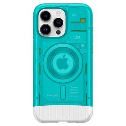 Spigen Classic C1 MagSafe Case - хибриден удароустойчив кейс с висока степен на защита с MagSafe за iPhone 15 Pro Max (син) 
