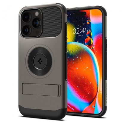 Spigen Slim Armor MagSafe Case - хибриден кейс с най-висока степен на защита с MagSafe за iPhone 15 Pro Max (тъмносив)