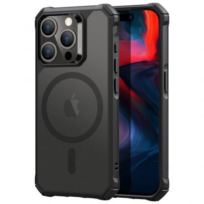 ESR Air Armor HaloLock MagSafe Case - хибриден удароустойчив кейс с MagSafe за iPhone 15 Pro Max (черен-мат)