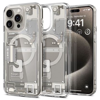 Spigen Ultra Hybrid MagSafe Zero One Case - хибриден кейс с висока степен на защита с MagSafe за iPhone 15 Pro Max (прозрачен-титан) 