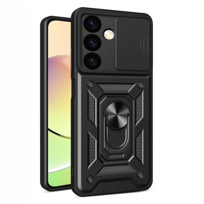 Armor Camshield Hybrid Case With Stand - хибриден удароустойчив кейс с пръстен против изпускане за Samsung Galaxy S24 (черен)