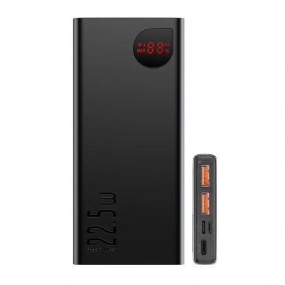 Външна батерия с 2xUSB-A и 1xUSB-C изходи с технология за бързо зареждане (модел 2021) - Baseus Adaman Metal Digital Display Power Bank 22.5W 10000 mAh (PPAD070001) (черен)