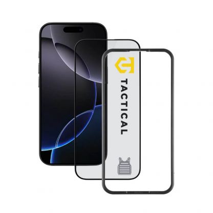 Калено стъклено защитно покритие за дисплея на iPhone 17, iPhone 16 Pro - Tactical Impact Armour 5D Glass (прозрачен-черен)