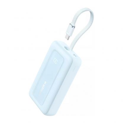 Външна батерия с вграден USB-C кабел, USB-C и USB-A портове и технология за бързо зареждане - Anker Zolo Power Bank 30W 10000 mAh (светлосин)