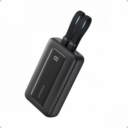 Външна батерия с вградени USB-C кабели и USB-C, USB-A портове и технология за бързо зареждане - Anker Zolo Power Bank 35W 10000 mAh (черен)