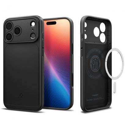 Качествен тънък матиран кейс с MagSafe за iPhone 17 Pro - Spigen Thin Fit MagSafe Case (черен)