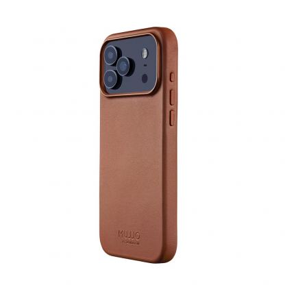Премиум кожен (естествена кожа) кейс с MagSafe за iPhone 17 Pro Max - Mujjo Full Leather MagSafe Case (кафяв)