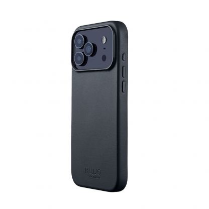 Премиум кожен (естествена кожа) кейс с MagSafe за iPhone 17 Pro Max - Mujjo Full Leather MagSafe Case (тъмносин)