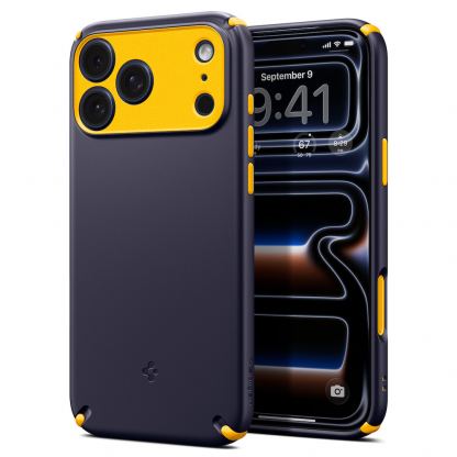 Хибриден удароустойчив кейс с висока степен на защита с MagSafe за iPhone 17 Pro - Spigen Nano Pop Hybrid MagSafe Case (лилав-жълт)