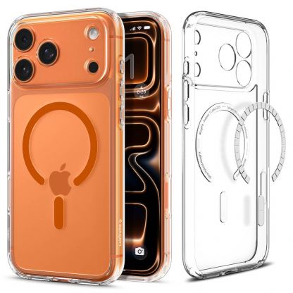 Хибриден кейс с висока степен на защита с MagSafe за iPhone 17 Pro Max - Spigen Ultra Hybrid MagSafe Case (прозрачен-оранжев) 