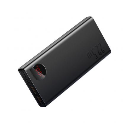 Външна батерия с 2xUSB-A и 1xUSB-C изходи с технология за бързо зареждане (модел 2021) - Baseus Adaman Metal Digital Display Power Bank 22.5W 20000 mAh (PPAD070101) (черен)
