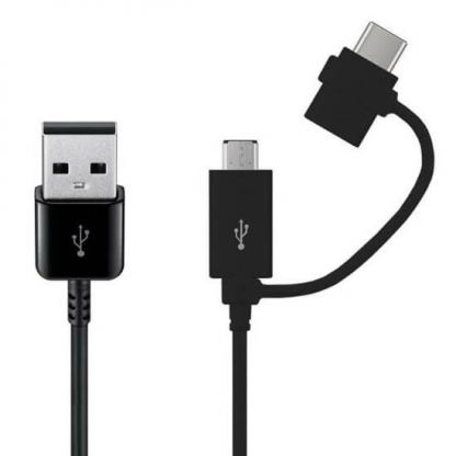 Оригинален кабел с MicroUSB и USB-C конектори (черен) - Samsung USB Combo Cable EP-DG950DBE (bulk)