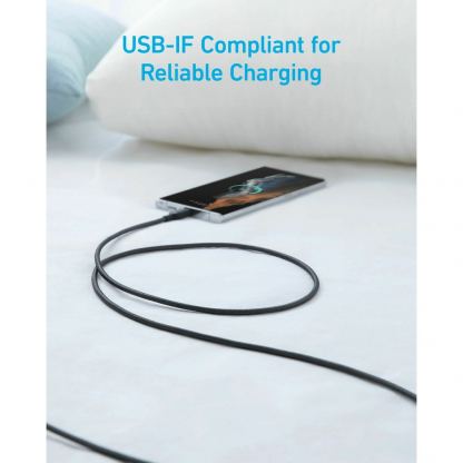 Здрав кабел с въжена оплетка и бързо зареждане за устройства с USB-C (90 см) (бял)  - Anker 322 USB-A to USB-C Cable