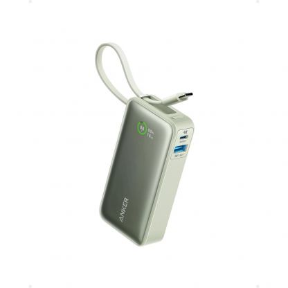 Външна батерия с вграден USB-C кабел и USB-C и USB-A изходи с технология за бързо зареждане - Anker Nano 545 Bank Bank With USB-C Cable 10000 mAh 30W (зелен)