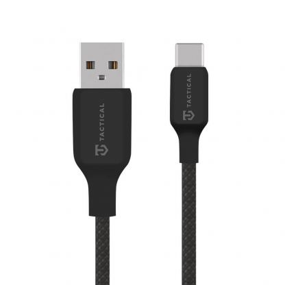 Здрав кабел с въжена оплекта за устройства с USB-C порт - Tactical Stitch Thread USB-A to USB-C Cable (30 см) 15W (черен)
