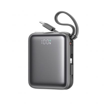 Външна батерия с вградени USB-C и Lightning кабели и USB-C порт и технология за бързо зареждане - Joyroom JR-PBF27 Portable Power Bank 22.5W 10000 mAh (черен)