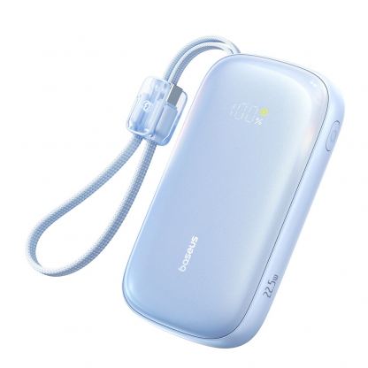 Външна батерия с вграден USB-C и Lightning кабел и USB-C, USB-А портове - Baseus Qpow3 Ultra EnerFill Power Bank With USB-C And Lightning Cable 22.5W 20000mAh (син)