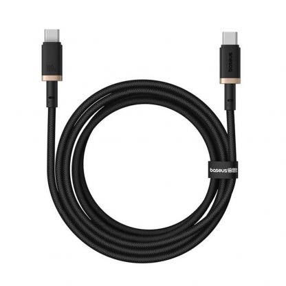 Здрав кабел с въжена оплетка за бързо зареждане за устройства с USB-C порт - Baseus Dura Series USB-C to USB-C Fast Charging Cable 100W (P10377803U01-02) (200 см) (черен-златист)
