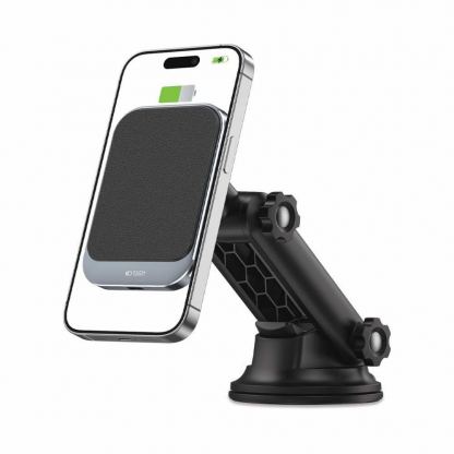 Магнитна поставка за таблото или стъклото на кола с безжично зареждане за iPhone с MagSafe - Tech-Protect MM15W-V2 MagSafe Dashboard Car Mount 15W (черен)