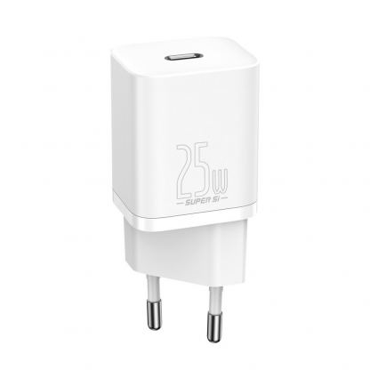 Захранване за ел. мрежа с USB-C изход с технология за бързо зареждане - Baseus Super Si USB-C PD Wall Charger 25W (CCSP020102) (бял)