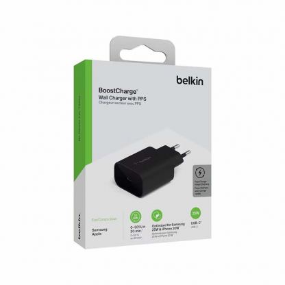 Захранване за ел. мрежа с USB-C порт и технология за бързо зареждане - Belkin Boost Charge Wall Charger 25W USB-C (черен)
