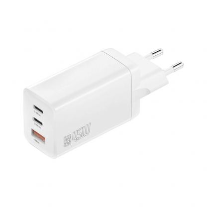 Захранване за ел. мрежа с USB-A и 2xUSB-C изходи с технология за бързо зареждане - 4smarts GaN Wall Charger PDPlug Trio 45W (бял)