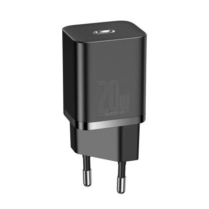 Захранване за ел. мрежа с USB-C изход с технология за бързо зареждане - Baseus Super Si USB-C PD Wall Charger 20W (CCSUP-C01) (черен)
