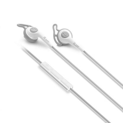 iLuv FitActive SpeakEZ Earphones - спортни слушалки с микрофон и управление на звука за iPhone, iPad, iPod и мобилни устройства (бели)