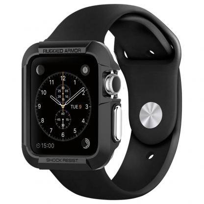 Spigen Rugged Armor Case - удароустойчив TPU кейс за Apple Watch 38mm. (черен)