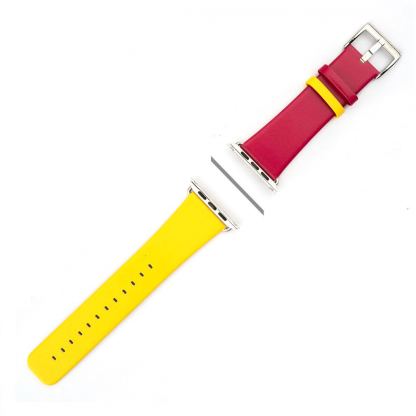 4smarts Leather Duett Wrist Band - кожена каишка за Apple Watch 38мм, 40мм (жълт-червен)