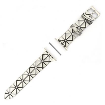 4smarts X-Lines Wrist Band - кожена каишка за Apple Watch 38мм, 40мм (сребрист)