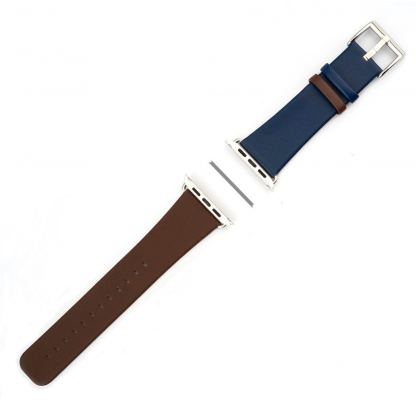 4smarts Leather Duett Wrist Band - кожена каишка за Apple Watch 38мм, 40мм (кафяв-син)