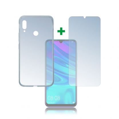 4smarts 360° Protection Set - тънък силиконов кейс и стъклено защитно покритие за дисплея на Huawei P Smart (2019) (прозрачен)
