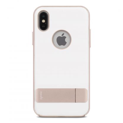 Moshi Kameleon Case - удароустойчив кожен кейс за iPhone XS, iPhone X (бял)